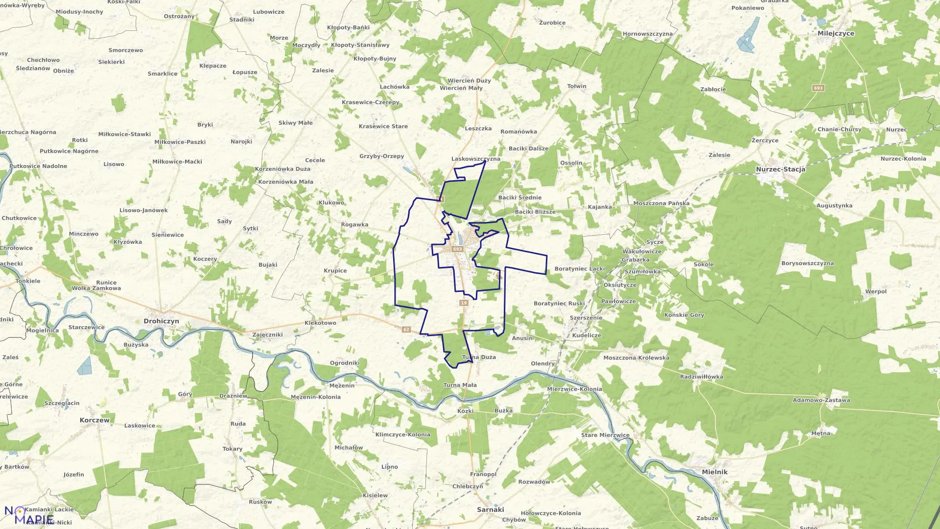 Mapa obrębu SIEMIATYCZE OBRĘB 2 w mieście Siemiatycze